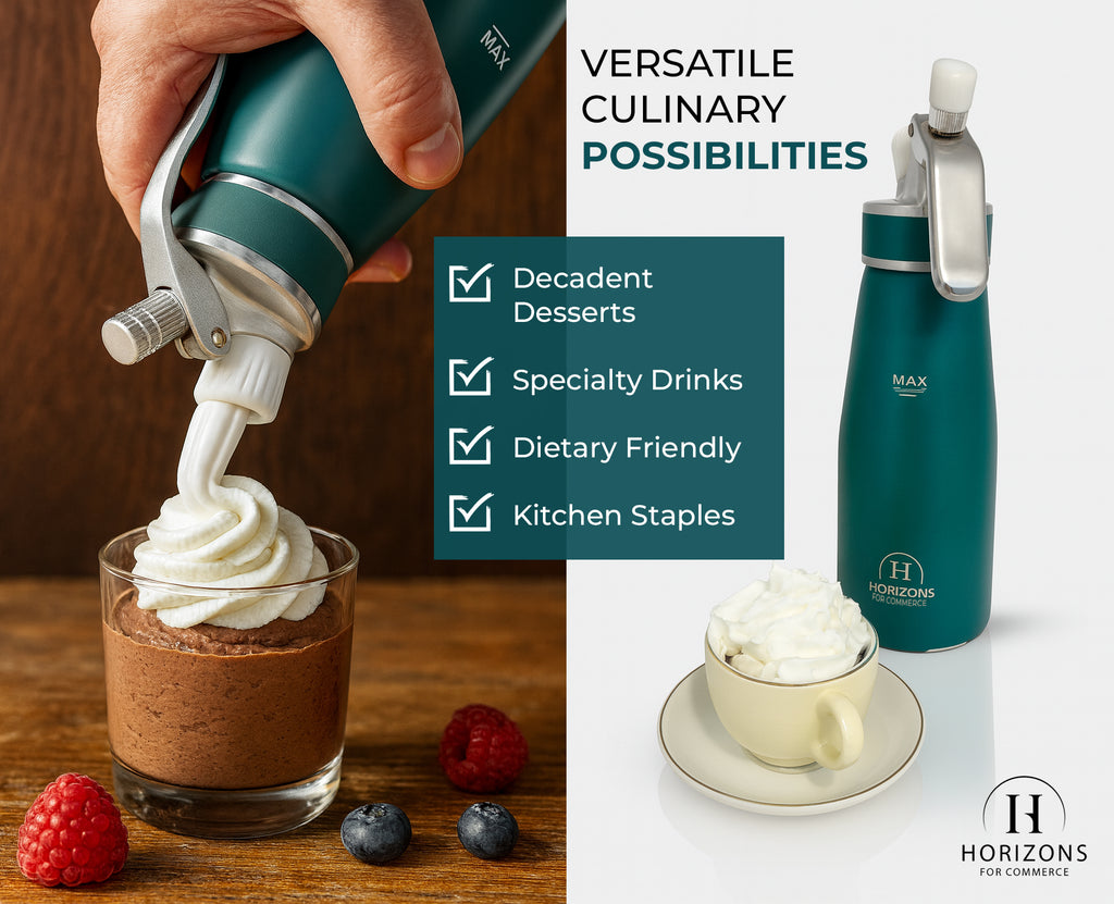 500ml Aluminum Whipped Cream Dispenser Set with 6 Nozzles, Cleaning Brush and Storage Bag