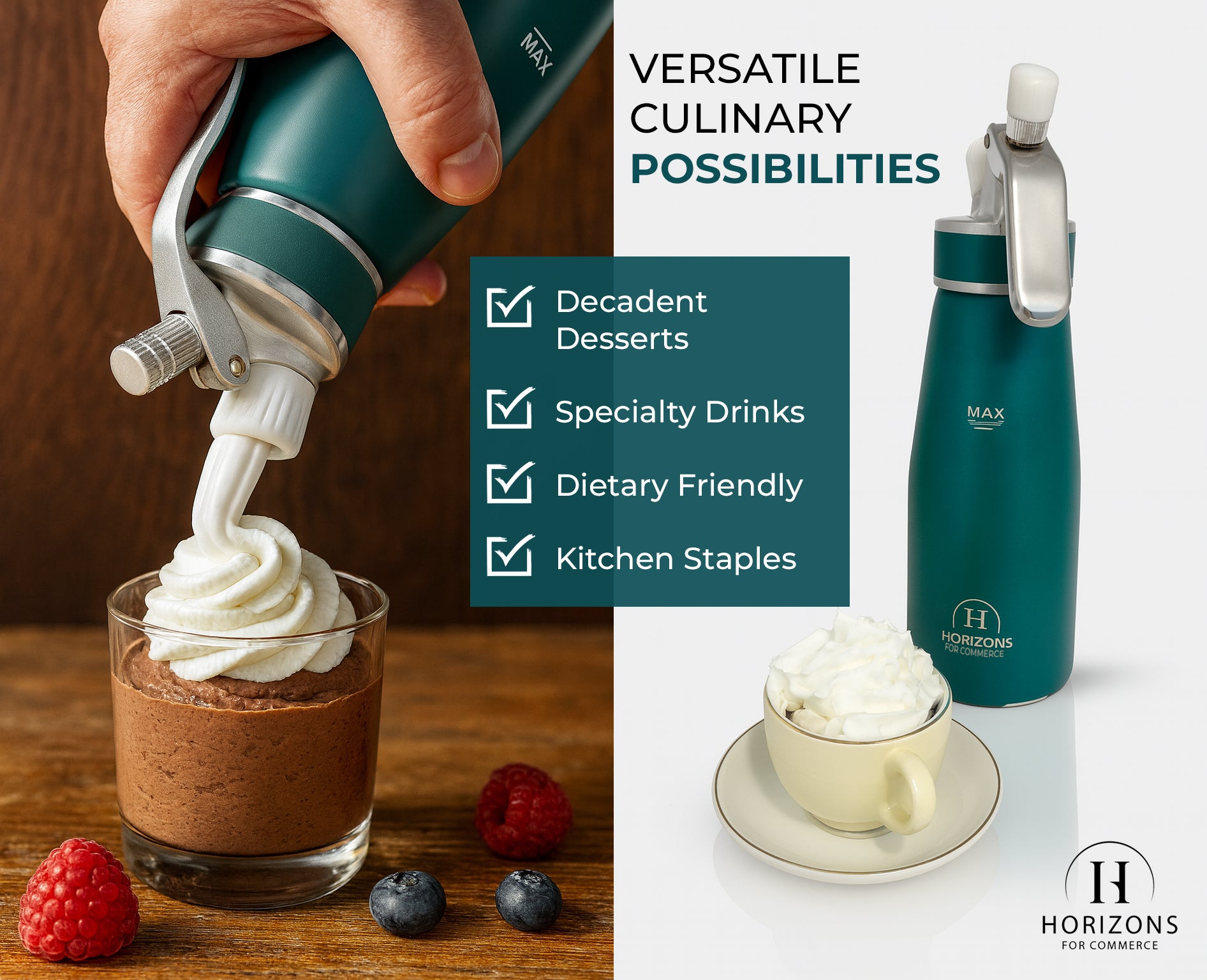 500ml Aluminum Whipped Cream Dispenser Set with 6 Nozzles, Cleaning Brush and Storage Bag